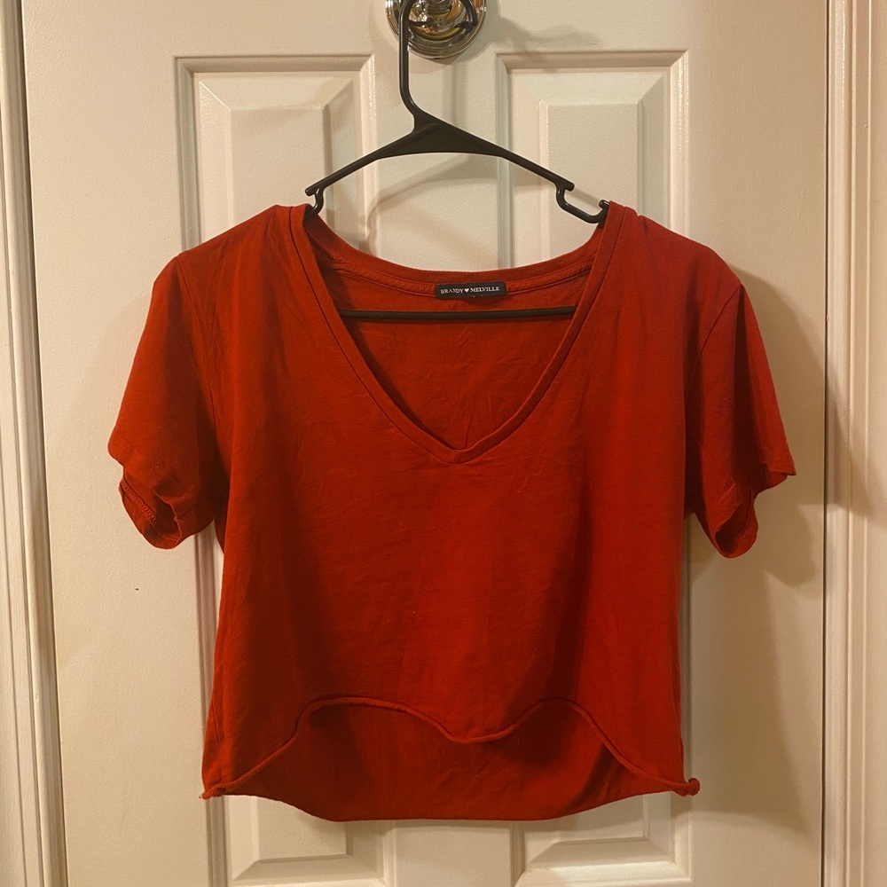 🔒SOLD🔒Brandy Melville Red V-Neck Crop Top!